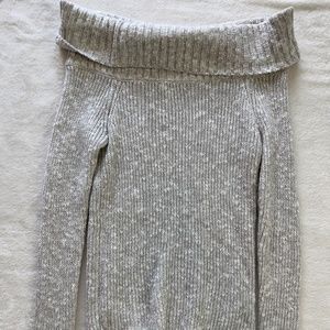 Grey Cowl Neck Off-the-Shoulder Top